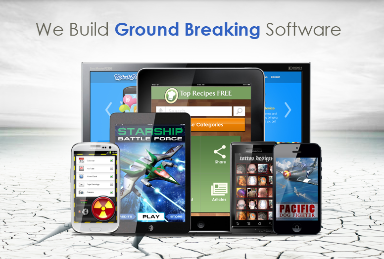 Mobile devices displaying various software applications.